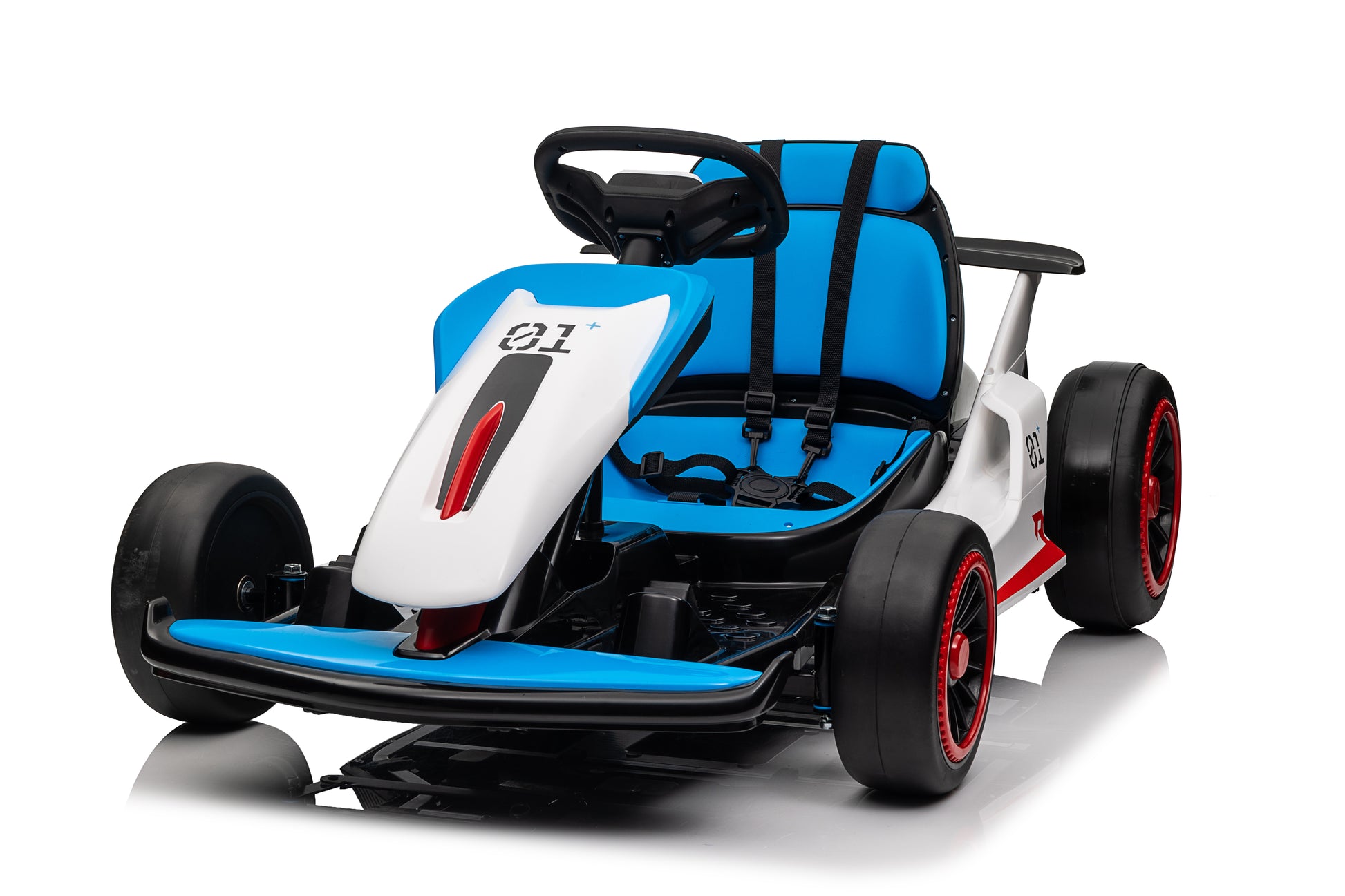 Ride On Go Kart For Kids, 24V7Ah Battery 150W*2 Motors, High Speed Drifting Car, Forward And Backward, Bluetooth, Slow Start Function,High Low Speeds,Music,Mp3,Usb, Horn,Max Load 110Lbs Blue Abs