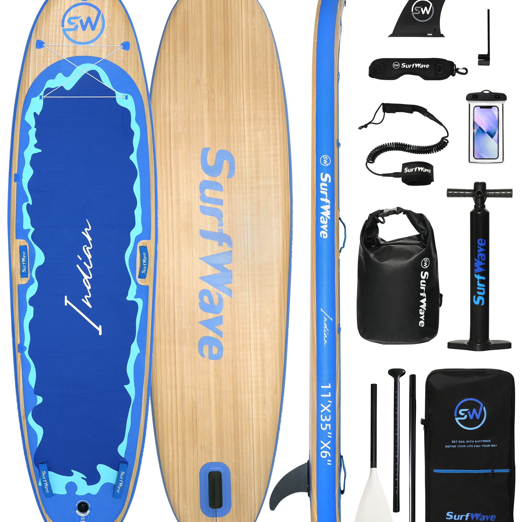 Inflatable Stand Up Paddle Board 11'X34"X6" With Accessories Water Sports Blue Anti Slip Garden & Outdoor American Design,Beach Multifunctional Pvc