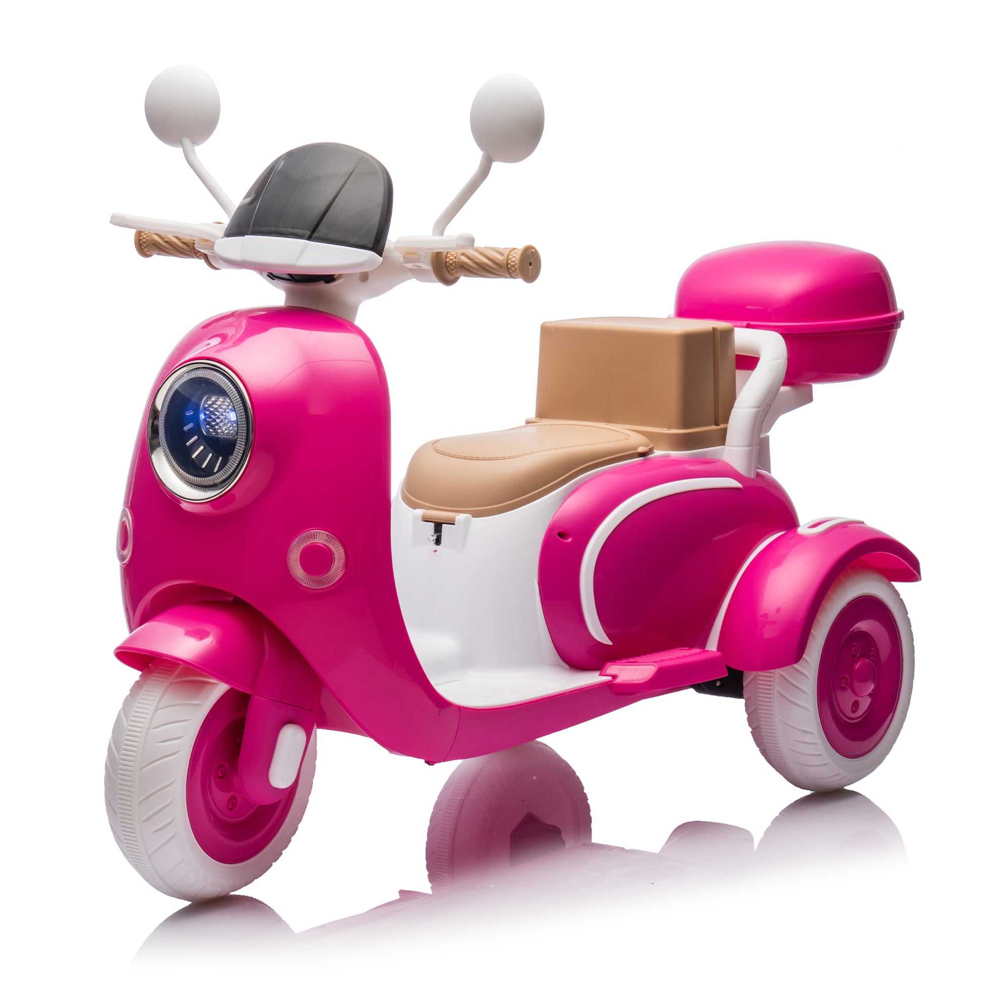 12V Two Seater Kids Ride On Electric Motorcycle,Three Wheels Kids Toy With Slow Start,Multi Function Player,Usb,Bluetooth, Light,Backseat Flip Adult Seat, Oversized Storage Box For Kids Aged 3 6.