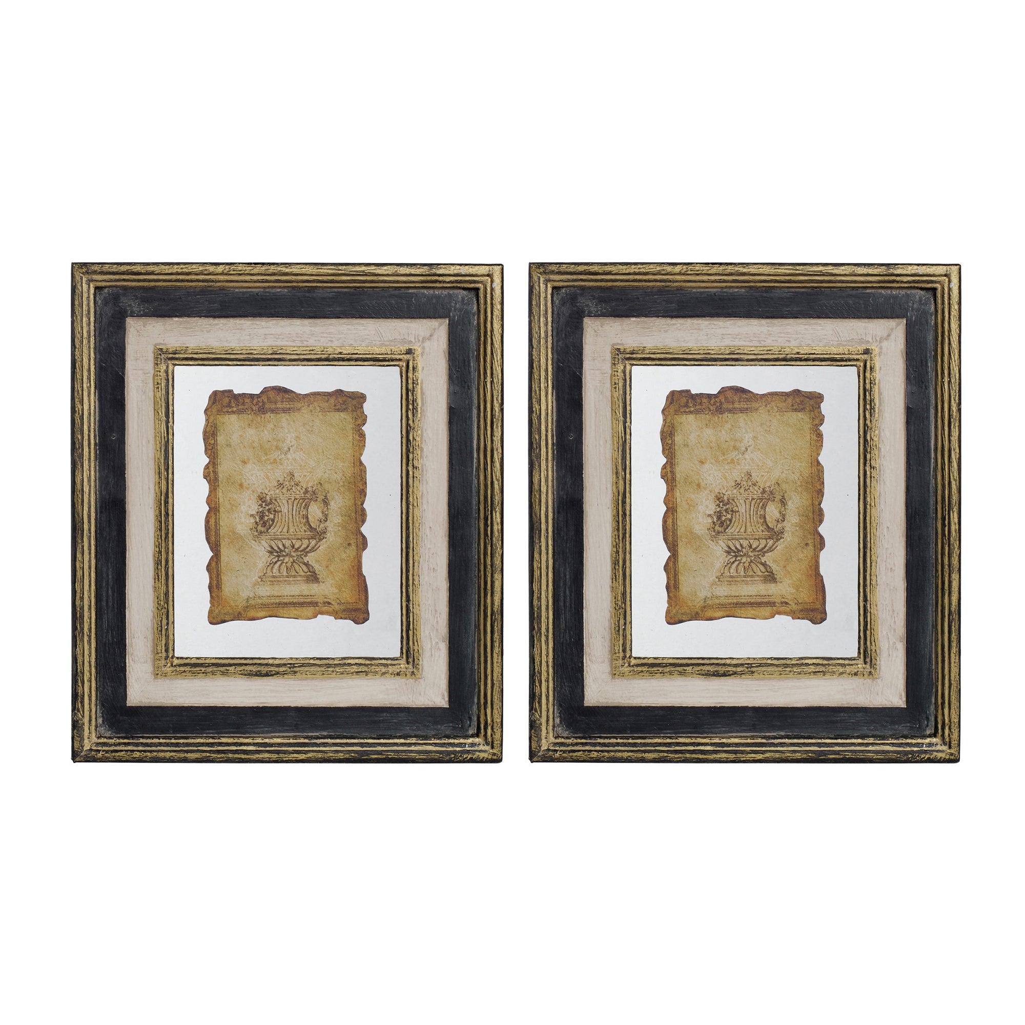 13X15" Lucian Framed Antiqued Sculpture Print,2 Piece Multicolor Wood