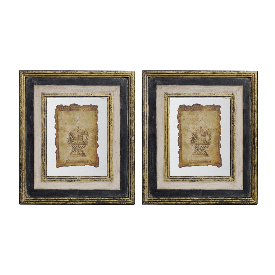 13X15" Lucian Framed Antiqued Sculpture Print,2 Piece Multicolor Wood