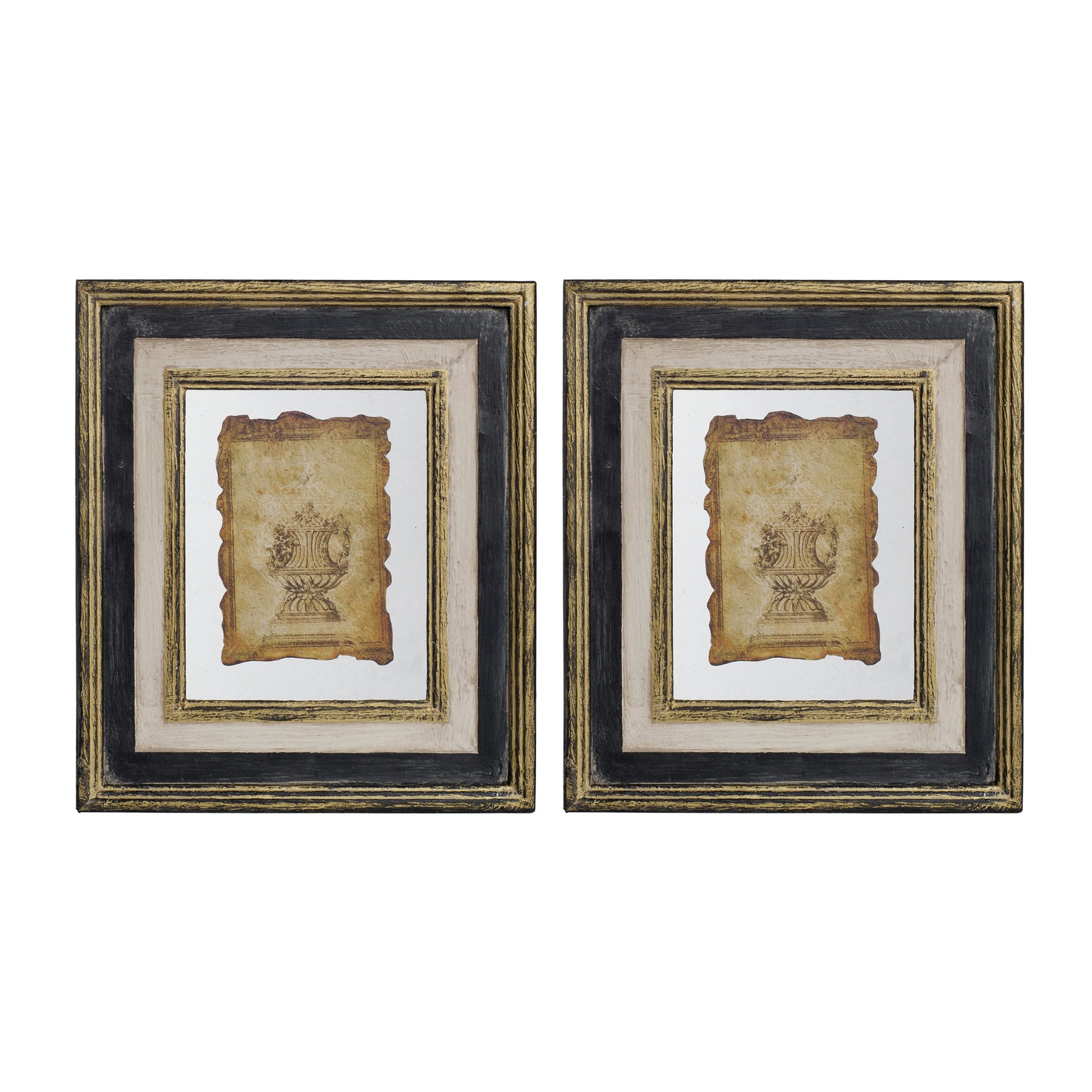13X15" Lucian Framed Antiqued Sculpture Print,2 Piece Multicolor Wood