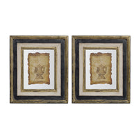 13X15" Lucian Framed Antiqued Sculpture Print,2 Piece Multicolor Wood