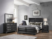 Rex King Bed Black Solid Wood Mdf