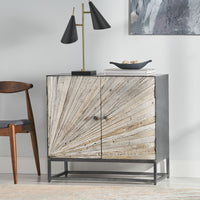 2 Door Cabinet Grey Metal & Wood