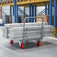 Steel Panel Truck, Heavy Duty Drywall Cart Lumber Cart Platform Truck Flat Cart, 2000Lbs, 6" Swivel Brake Casters, With 1Front And 2 Side Handrails 35" X 23" Grey Metal