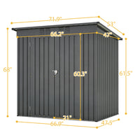 6 X 4 Ft Outdoor Storage Shed, All Weather Tool Shed For Garden, Backyard, Lawn, Black Black Metal