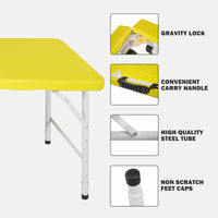 4Ft Yellow Portable Folding Table Indoor&Outdoor Maximum Weight 135Kg Foldable Table For Camping Yellow Garden & Outdoor Iron Plastic