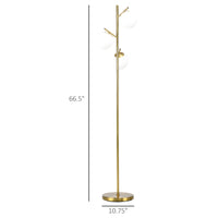 Homcom 3 Light Modern Floor Lamps For Living Room, Tree Standing Lamp For Bedroom With Globe Lampshade, Steel Base, Bulb Not Included , Gold Gold Steel