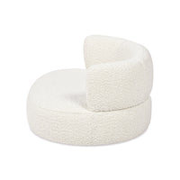 Shep 36" Curved Dog Sofa Bed, Medium, Ivory White Boucle White Foam Boucle