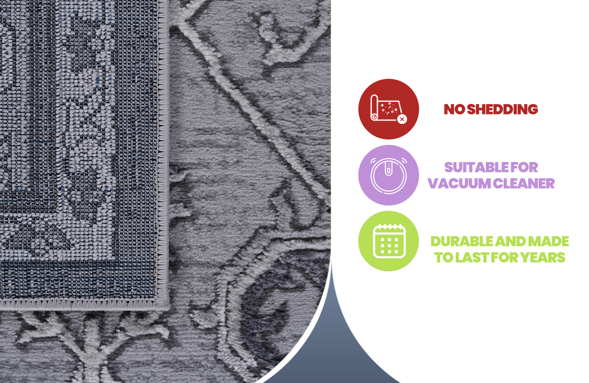 Naar Marfi Collection 2X8 Grey Oriental Non Shedding Living Room Bedroom Dining Home Office Stylish And Stain Resistant Area Rug Grey Polyester