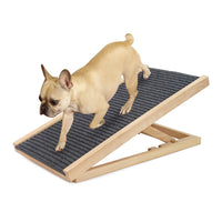 Dog Ramp For Bed, Extra Wide Excellent Traction, Pet Ramp For Small Large Dogs To Get On Couch Car, Non Slip Rubber Surface, 17" Wide Hold Up To 200Lb, Adjustable, Foldable Natural Wood Solid Wood