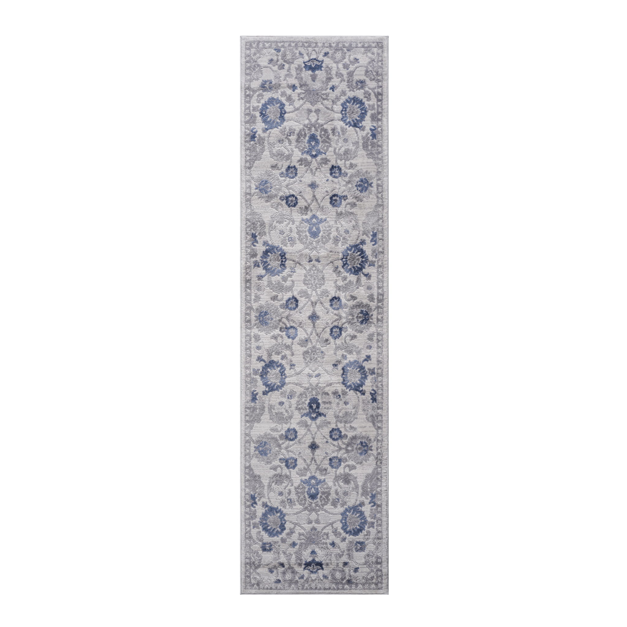 Naar Marfi Collection 2X8 Blue Silver Oriental Non Shedding Living Room Bedroom Dining Home Office Stylish And Stain Resistant Area Rug Blue Polyester