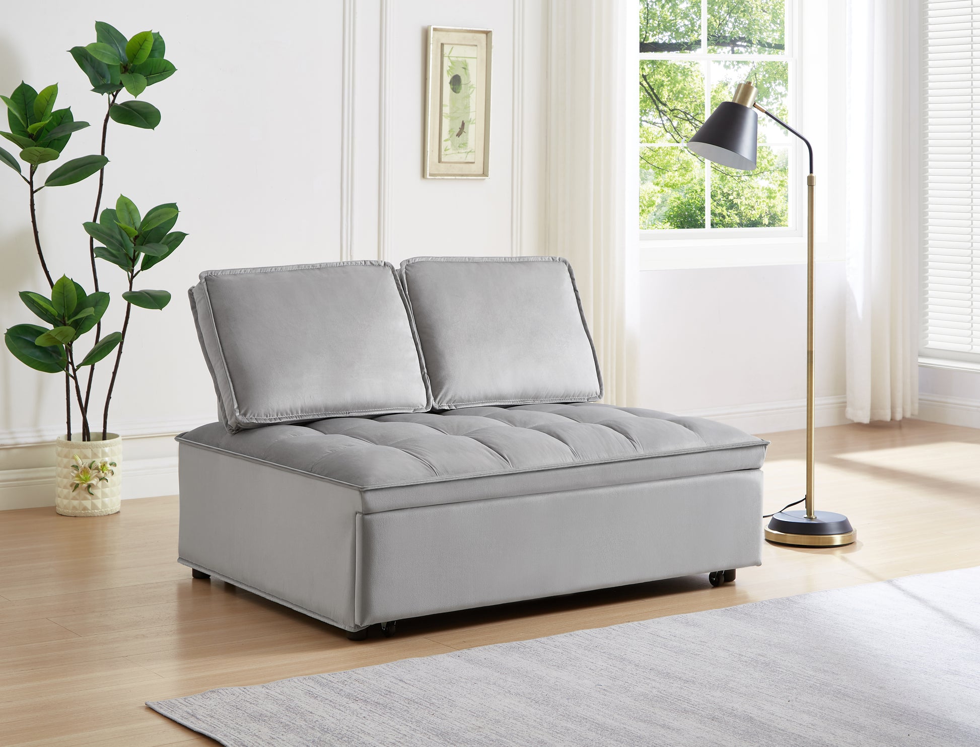 Grey Velvet Loveseat Sofa Bed Grey Velvet Foam Velvet 2 Seat