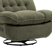 360 Swivel Recliner Adjustable Chair Chenille Glider Swivel Reclining Sofa Chair With Black Metal Round Base Green Army Green Foam Upholstered