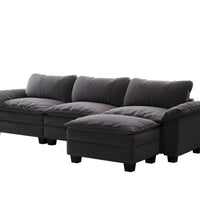 Living Room Furniture Luxury Sectional Sofa Couch With Ottoman Soft Velvet Upholstered Sofa Grey Grey Foam Velvet 3 Seat