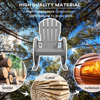 Outsunny Wooden Rocking Chair, Adirondack Rocker Chair W Slatted Design And Oversized Back, Outdoor Rocking Chair With Wagon Wheel Armrest For Porch, Poolside, And Garden, Gray Gray Wood