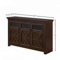 Farmhouse Sideboard Buffet Cabinet With Storage With 3 Doors, Kitchen Storage Cabinet, Coffee Bar Cabinet With Adjustable Shelf For Kitchen, Living Room, L68.35''*W15.35"*H34.65", Espresso Espresso