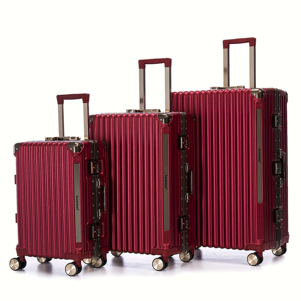 Luggage Sets Expandable Aluminum 20 24 28 Inch Three Model Set, Stylish Suitcase With Aluminum Frame Password Lock, Suitable For Travel Suitcases And Suitcases Red Contemporary Aluminum