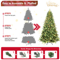 9Ft Artificial Christmas Tree With 3509 Pe&Pvc Mixed Branch Tips, Prelit Hinged Premium Spruce Fake Xmas Trees, Hinged Branch & Foldable Base, Green Green Polyethylene