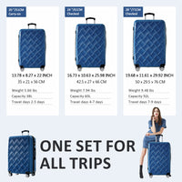 3 Piece Luggage Set Suitcase Set, Abs Hard Shell Lightweight Expandable Travel Luggage With Tsa Lock, Spinner Wheels For Men Women Blue Abs