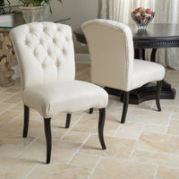 Dining Chair Black White Wood Fabric