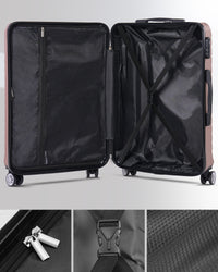 3 Piece Luggage Sets With 7 Pcs Organizer Bags For Kinds Of Travel Rose Gold Abs