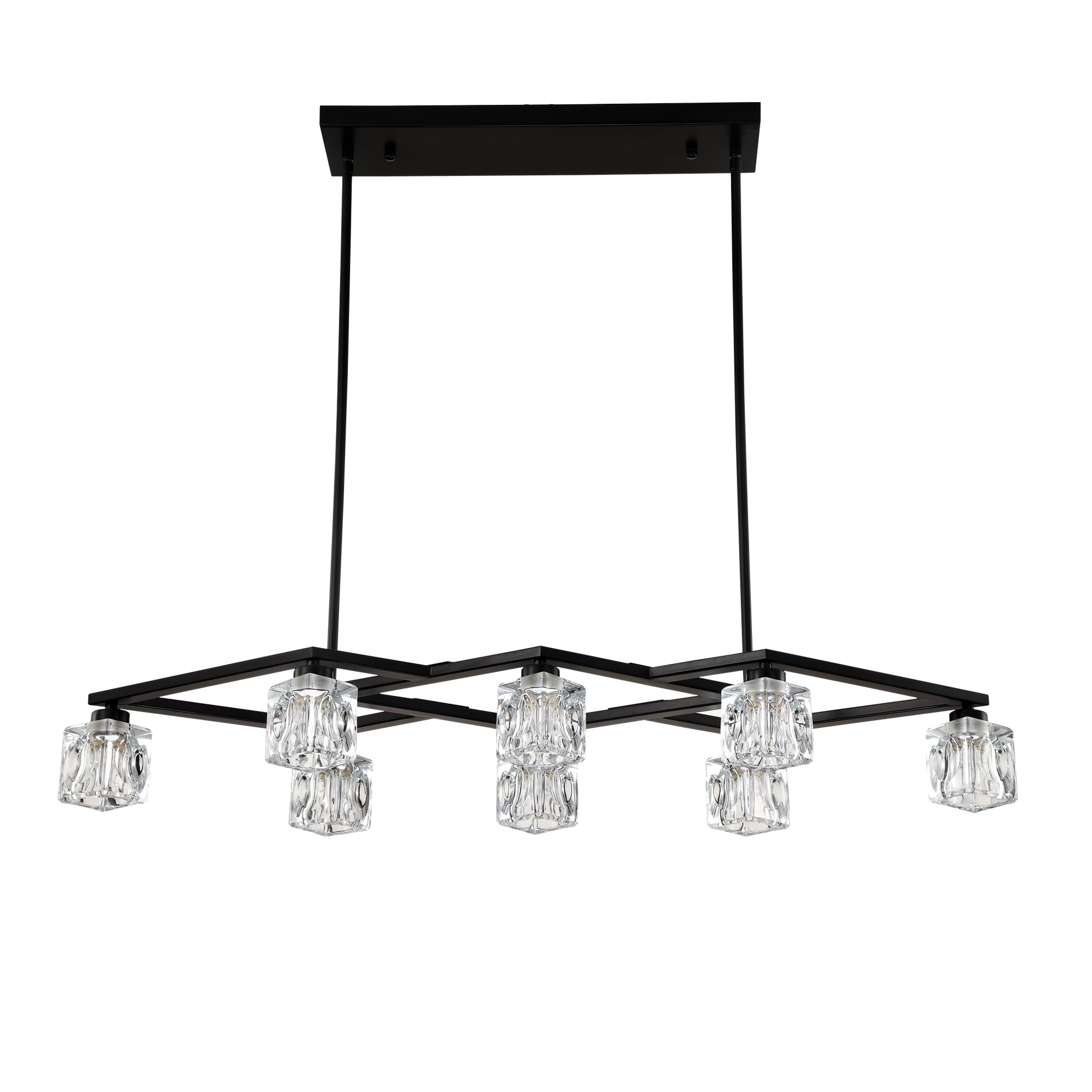 Matte Black Crystal Chandelier For Dining Room, 8 Light Kitchen Chandelier Light Fixture Modern Metal Industrial Chandeliers For Farmhouse Entryway Living Room 8*G9 Bulbs Included Matte Black