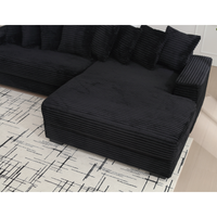 Arrived Oversized Two Piece Couches, L Shaped Sofa, Corduroy, Right Chaise Daybed,With Armrests,Eight Throw Pillows,Corner Sofa,Easy To Assemble, Black Black Polyester Wood Primary Living Space