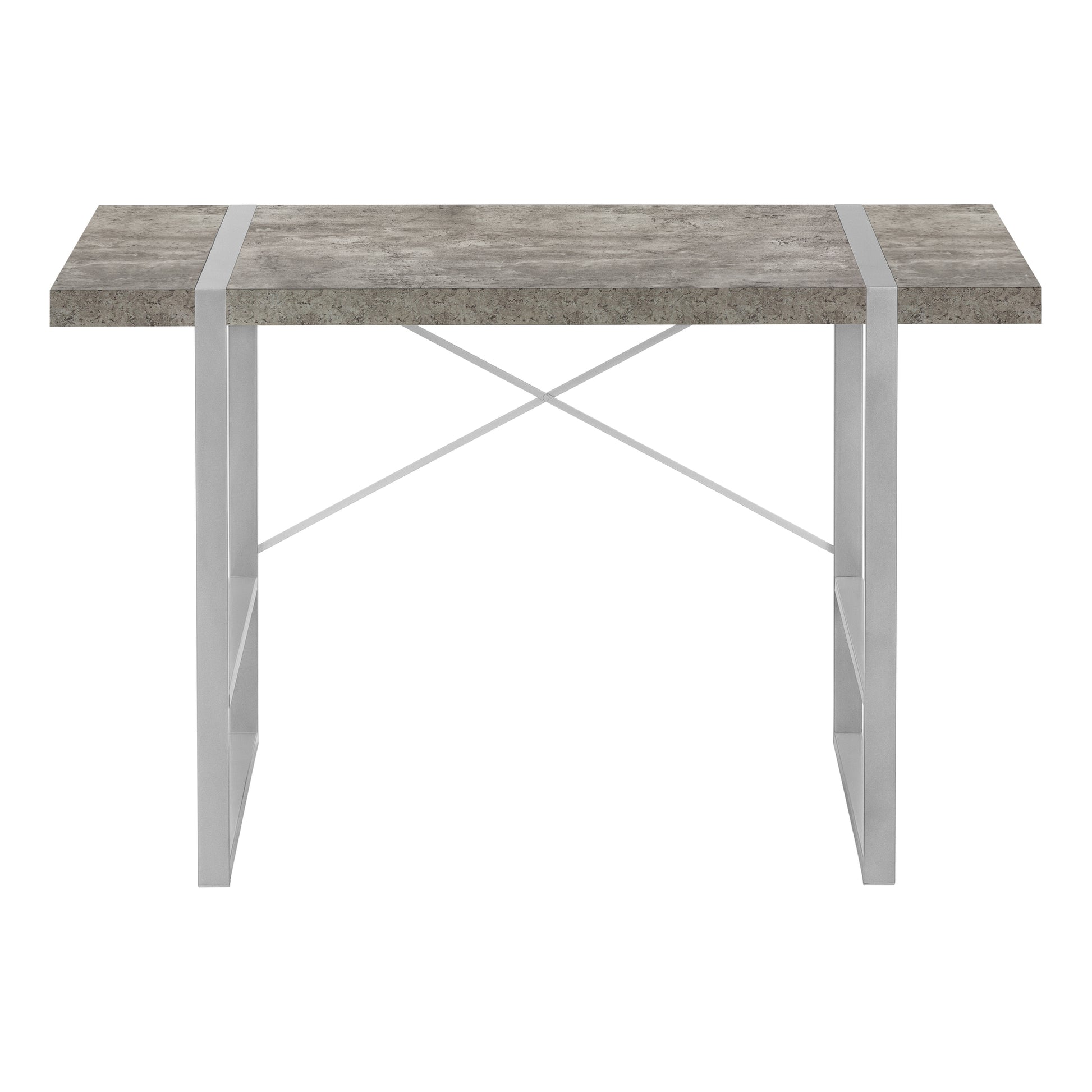 Computer Desk, Home Office, Laptop, 48"L, Work, Grey Concrete Laminate, Grey Metal, Contemporary, Modern Grey Particle Board