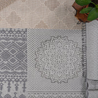 Naar Guros Collection 2X8 Ivory Trellis Indoor Outdoor Area Rug Ivory Polypropylene