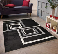 Jersey Area Rugs, Carpets For Livingroom, 5X7 Area Rugs ,1925 Black Rectangle 5&7 Black Grey Contemporary Abstract Polypropylene