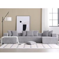 Arrived 131'' Modular Sectional Couch, U Shaped Sofachaise Lounge, Striped Fabric,Upholstered 4 Seater Couch For Living Room, Bedroom, Free Combination Sofa Corduroy , Gray Gray Polyester Primary