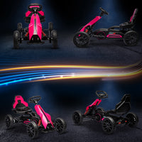 Aosom 12V Electric Go Kart For Kids, Outdoor Ride On Toy With Forward Backward Drive & Adjustable Speed, Gift For Child 3 8 Years Old, Pink Pink Iron Plastic