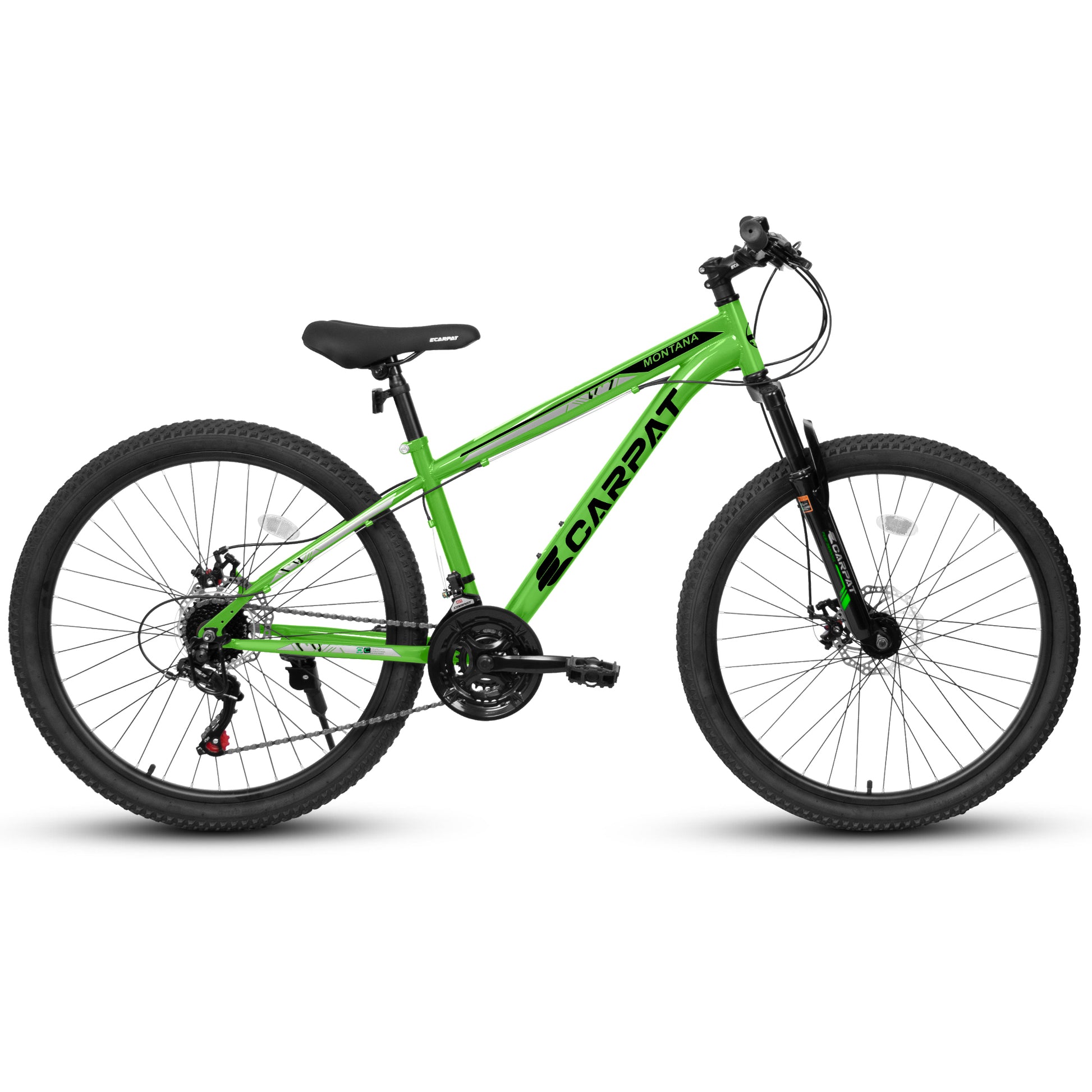 A2610 26 Inch Mountain Bike 21 Speeds, Suspension Fork, Steel Frame Disc Brake For Men Women Mens Bicycle Green Steel