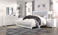 Skye Marble White Full Bed White Solid Wood Mdf