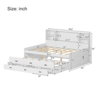 Full Size Captain Daybed With Storage Bookcase Headboard,Captain Bed With Trundle And Three Storage Drawers For Kids Teens Dorm Bedroom Multipurpose Guest Room Or Home, White Box Spring Not Required