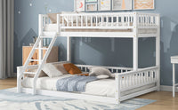 Twin Xl Over Queen Bunk Bed With Ladder And Guardrails, White Expected Arrival Time: 10.27 Box Spring Not Required Twin Xl White Wood Bunk Solid Wood Mdf