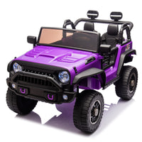 24V Two Seater Kids Ride On Truck Car W Parents Control,200W*2,Seat Width 20.28In,Four Wheel Suspension,Led Lights,Music,Mp3,Bluetooth,Two Independent Seat Belts,Suitable For Off Road For Kids Aged 3 Purple 100 149 Lbs Polypropylene