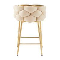 28'' Modern Counter Stools Set Of 2,Beige Counter Stools With Iron Frame,Soft Back And Cushion,Footrest,Suitable For Kitchen Bedroom Dining Room. Iron Beige Kitchen Sponge Contemporary Set Of 2