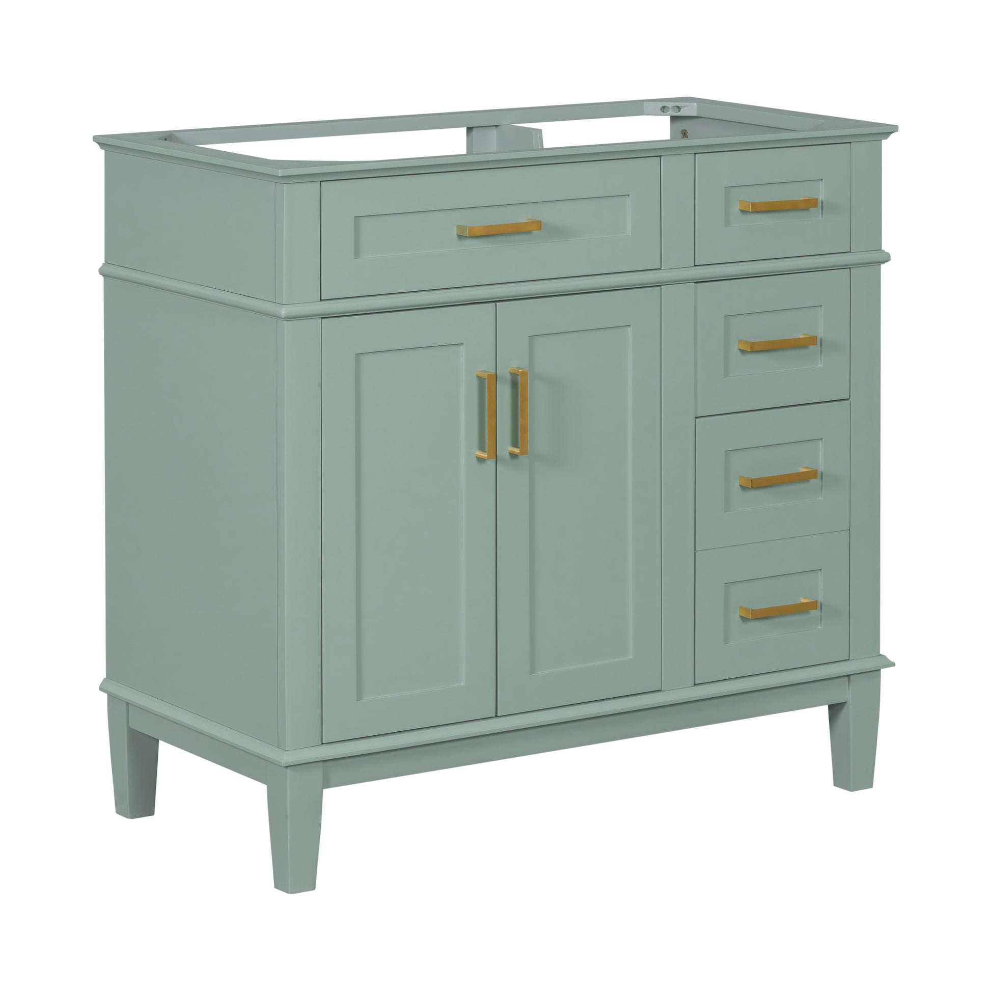 Cabinet Only 36" Green Modern Bathroom Vanity Sink Not Included 4 Green 2 Soft Close Doors Bathroom Freestanding Modern Solid Wood Mdf Painted