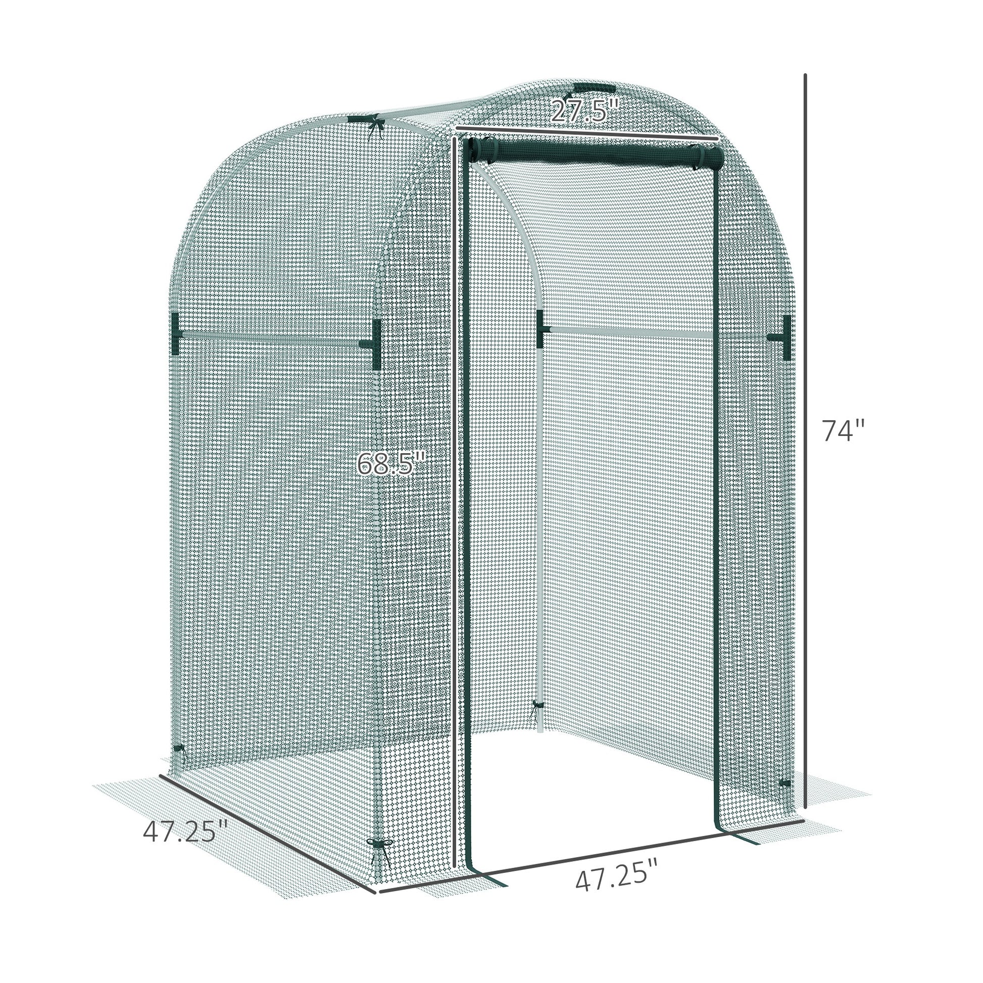 Outsunny 4' X 4' Crop Cage, Plant Protection Tent With Zippered Door And Galvanized Steel Frame, Fruit Cage Netting Cover For Garden, Yard, Lawn, Green Green Steel