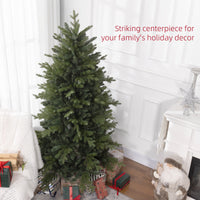 Homcom 6Ft Artificial Christmas Tree With 1821 Tips, Foldable Metal Stand, Easy Assembly, Hinged Xmas Tree For Home, Office, Holiday, Green Green Plastic