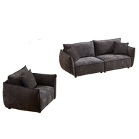 3 Seater 1 Seater Combo Sofa Modern Living Room Sofa, Linen Fabric Sofa, Wooden Frame With 3 Pillows, Apartment Sofa Furniture Black Chenille Wood Primary Living Space Pine Foam Fabric 4 Seat