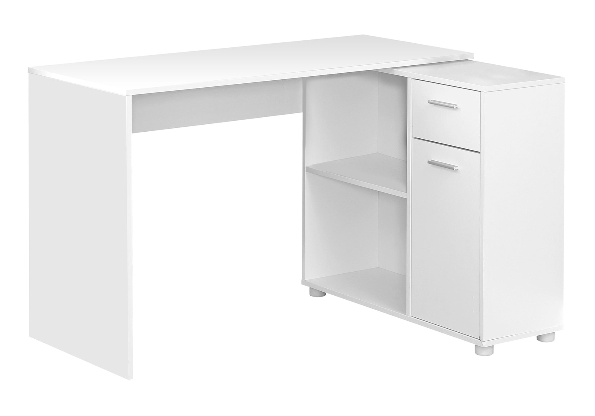 Computer Desk, Home Office, Corner, Storage Drawers, 46"L, L Shape, Work, Laptop, White Laminate, Contemporary, Modern White Particle Board