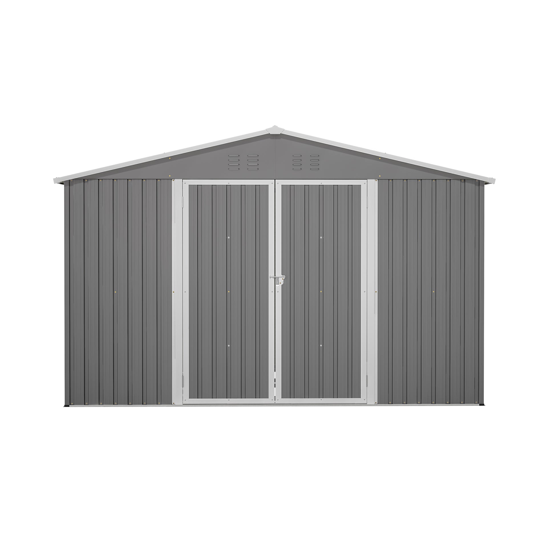 10X8 Ft Outdoor Storage Shed, All Weather Metal Sheds Withlockable Doors, Tool Shed For Garden, Patio, Backyard, Lawn, Grey Gray Metal