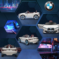 Aosom Electric Car For Kids, 12V Licensed Bmw Ride On Car With 2.4G Remote Control, Suspension System, Horn Honking, Music, Lights For Boys And Girls, White White Iron Plastic
