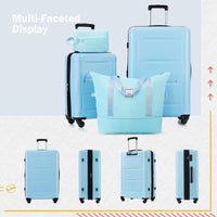 2 Piece Luggage Set With Bags Expanable Spinner Wheels Abs Lightweight Suitcase With Tsa Lock 20Inch 24Inch Light Blue Abs