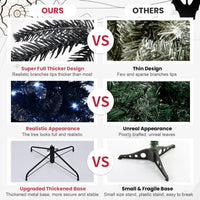 8Ft Pre Lit Black Christmas Tree, Full Halloween Xmas Artificial Tree 2486 Branch Tips, 600 Lights, Metal Hinges, Foldable Base, Holiday Decoration Black Black Polyvinyl Chloride