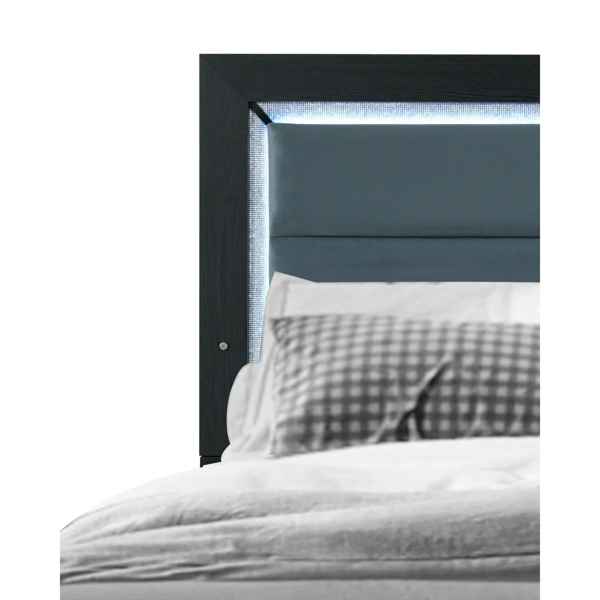 Carlos Black Queen Bed With Led Black Solid Wood Mdf